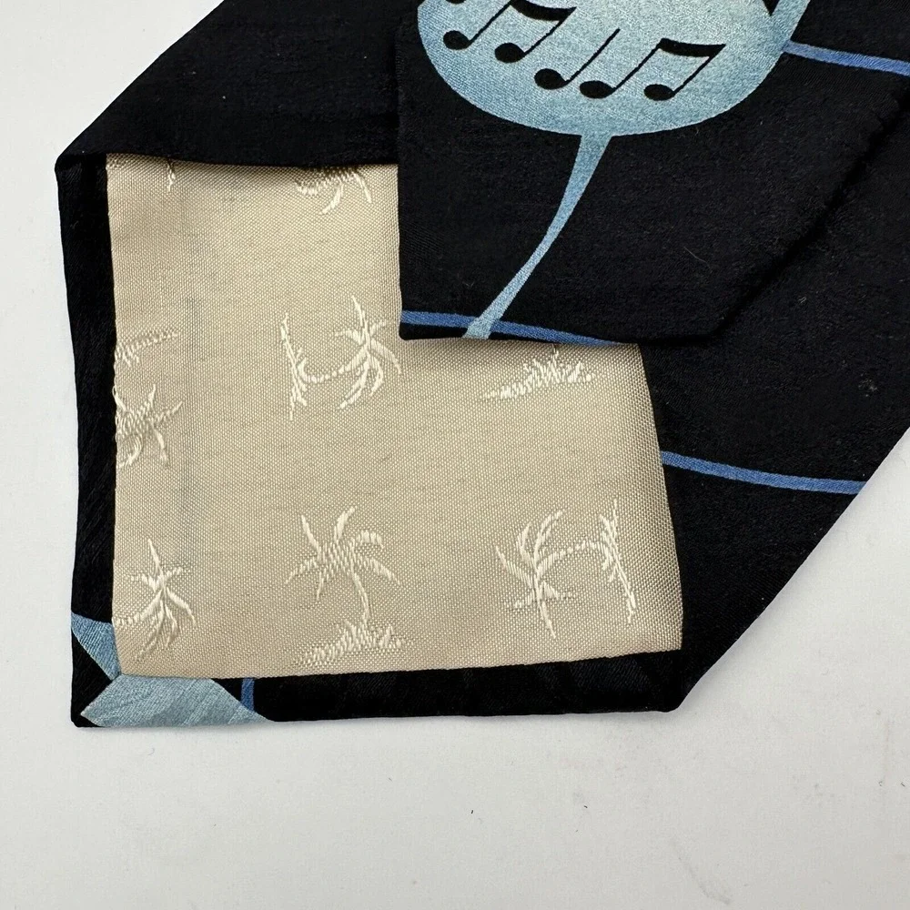 Tommy Bahama‎ Tie Black Silk Musical Notes Jazz Dance Vacation Cruise Teacher